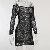 Spring Hollow Out Crochet Knit Bodycon Dress